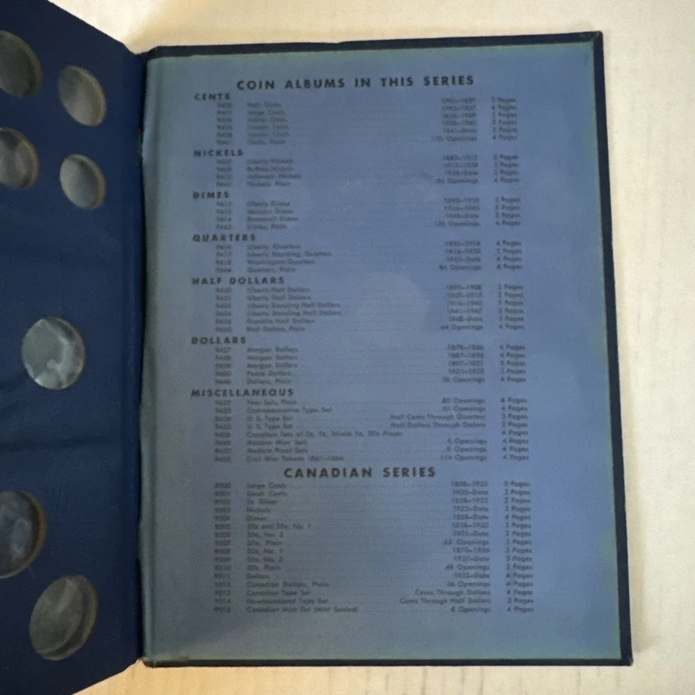 Vintage Whitman Bookshelf United States Type Set Small Coins Album #9434